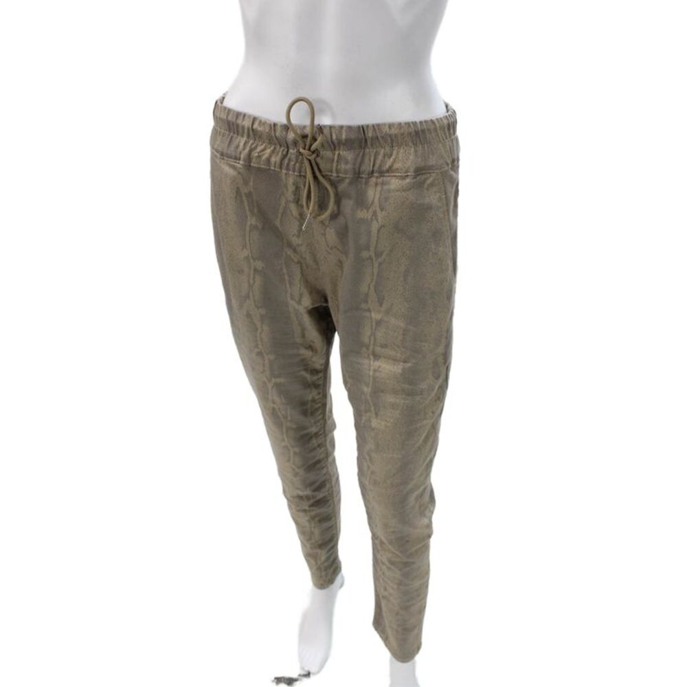 Flog Womens Jogger Gold Animal Print Polyester Drawstring Pants Size 26